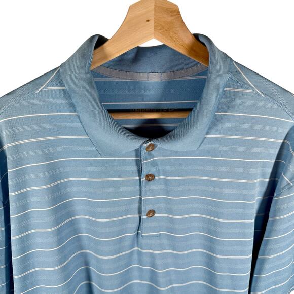 Nike Golf Men's XXL Blue & White Striped Performance Polo Shirt Athleisure READ - Picture 3 of 10